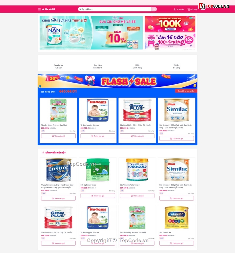 mẹ và bé,code laravel,code bán hàng,thương mại điện tử,Source Java Web Bán Hàng,code php giao diện đẹp